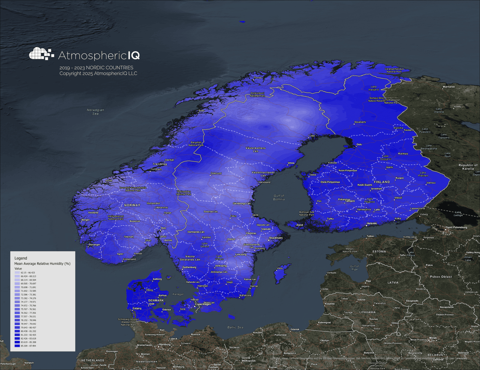 Mean Average Relative Humidity (%)